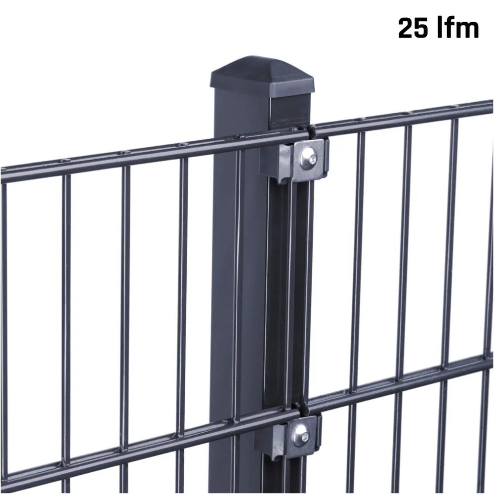 Zaunpfosten für Doppelstabmattenzaun mit Klemme - 40x60x2 mm