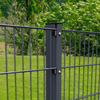 Doppelstabmattenzaun 251 cm - 6x5x6, mit Pfosten-Abdeckleiste für Erdmontage